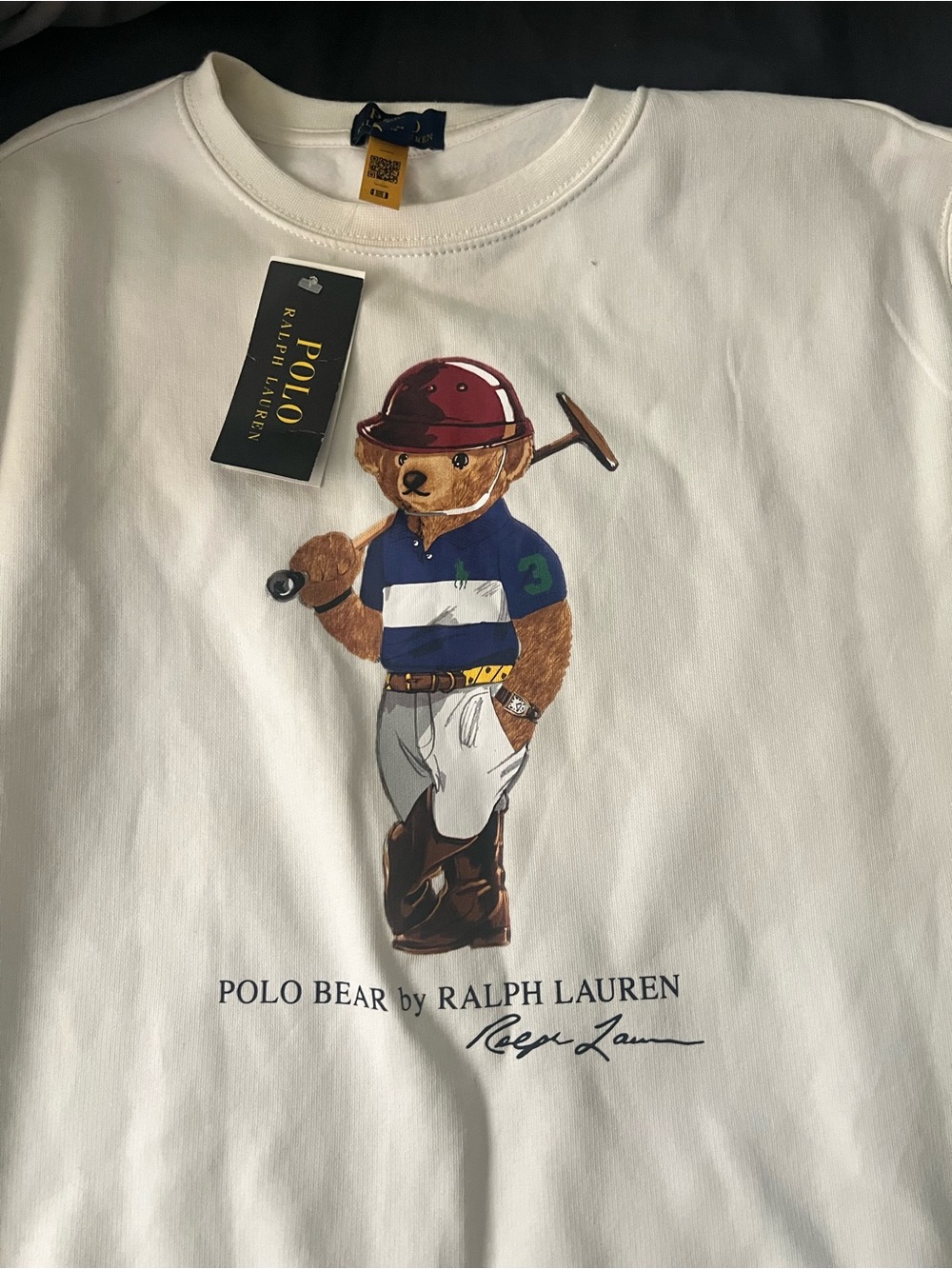 Polo by Ralph Lauren Cream Polo Bear Crewneck Sweatshirt - Picture 3 of 4